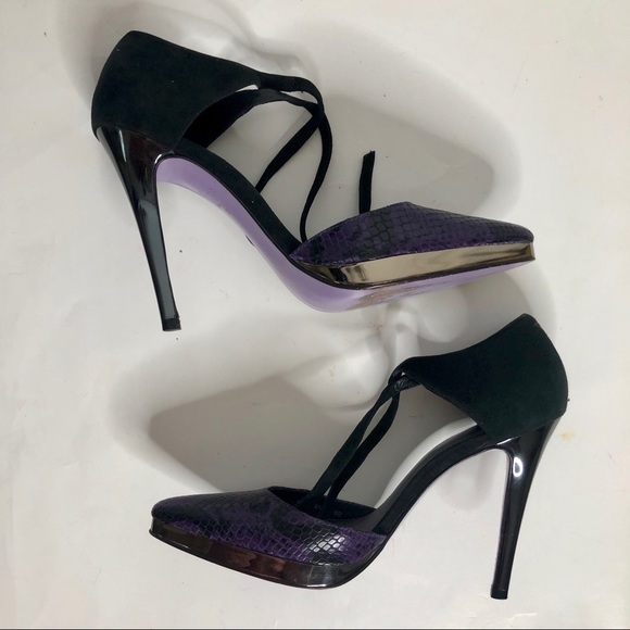 Bebe Black Ankle Strap Stiletto - Picture 7 of 9